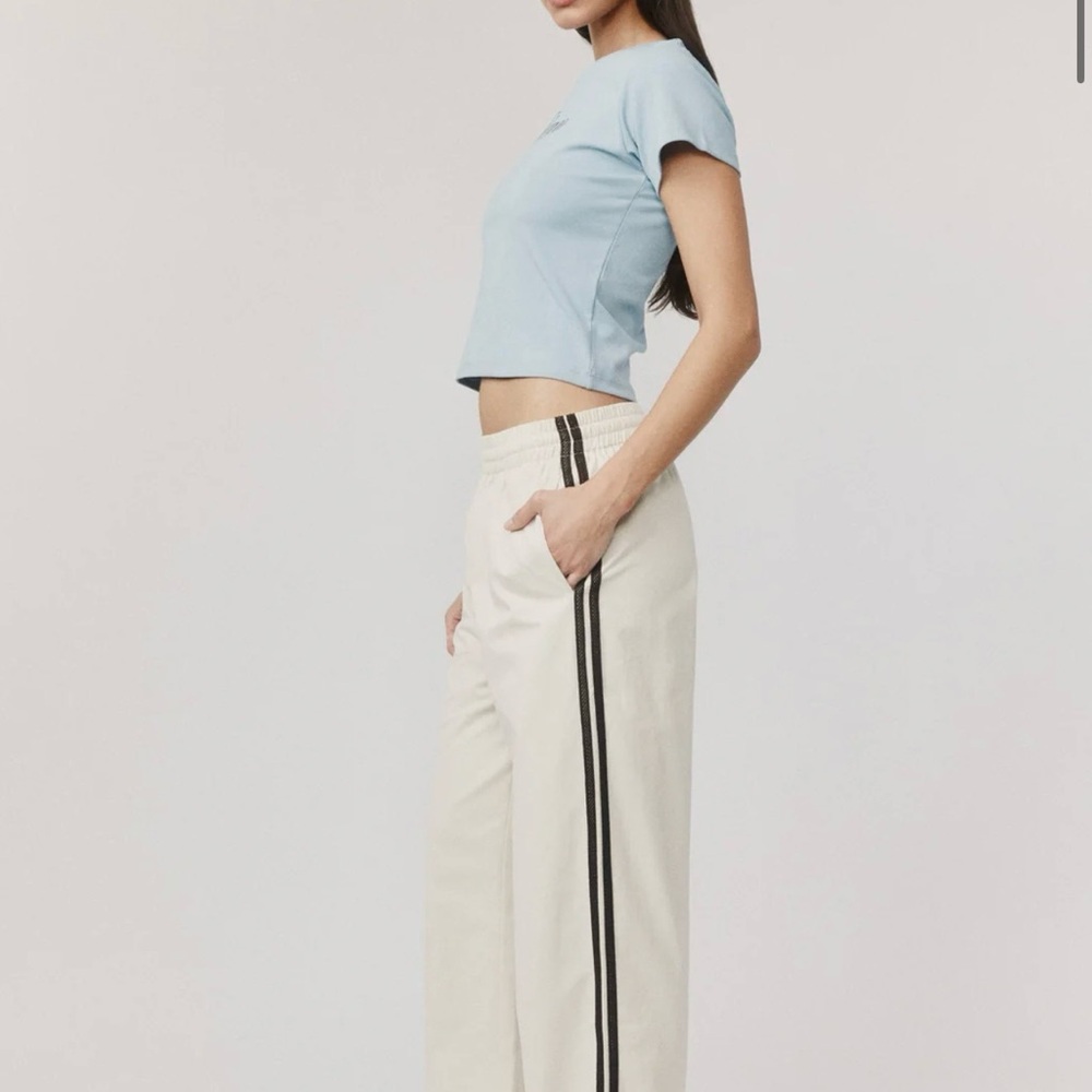 With Jean Cream Track Pants with Brown Side Stripes - Picture 3 of 3